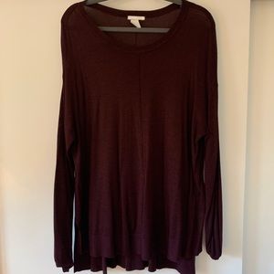 BURGANDY LIGHTWEIGHT OVERSIZED SWEATER